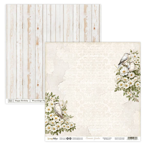 SCRAPBOYS Set 12 Blatt 30,5x30,5cm doppelseitig Scrapbooking Papier Set - Romantic Garden