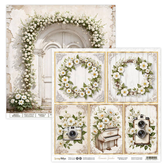 SCRAPBOYS Set 12 Blatt 30,5x30,5cm doppelseitig Scrapbooking Papier Set - Romantic Garden