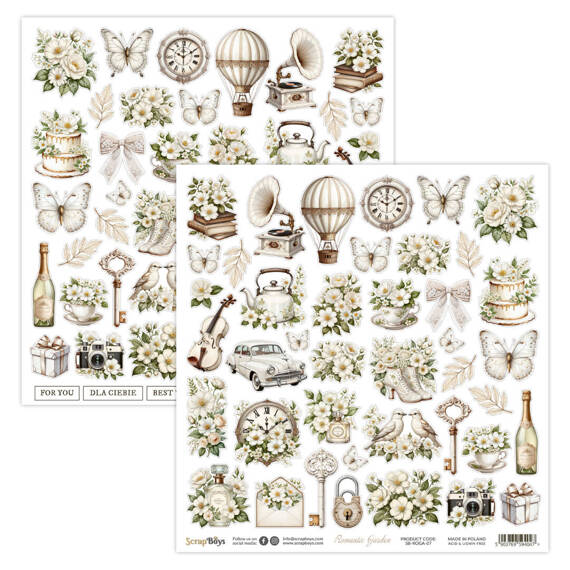 SCRAPBOYS Set 12 Blatt 30,5x30,5cm doppelseitig Scrapbooking Papier Set - Romantic Garden