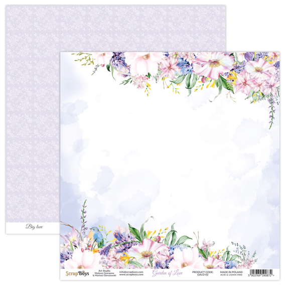 SCRAPBOYS Set 12Stk 30x30cm doppelseitig Scrapbooking Papier 190g, Garden of love