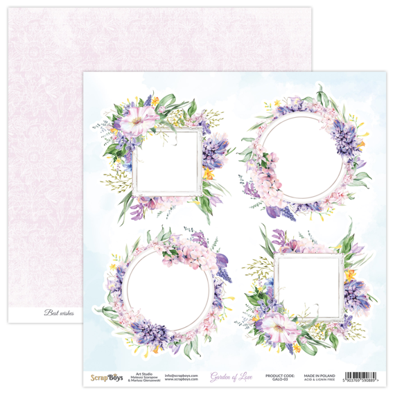 SCRAPBOYS Set 12Stk 30x30cm doppelseitig Scrapbooking Papier 190g, Garden of love