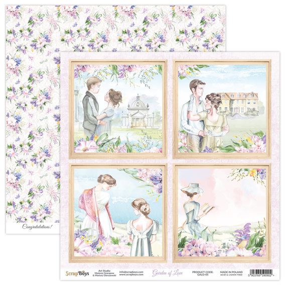 SCRAPBOYS Set 12Stk 30x30cm doppelseitig Scrapbooking Papier 190g, Garden of love