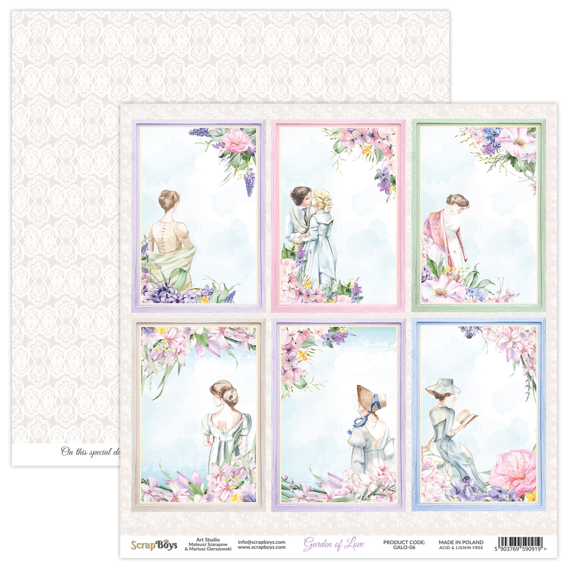 SCRAPBOYS Set 12Stk 30x30cm doppelseitig Scrapbooking Papier 190g, Garden of love