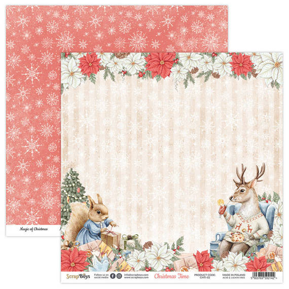 SCRAPBOYS Set 12Stk 30x30cm doppelseitig Scrapbooking Papier Christmas Time