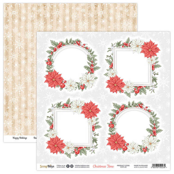 SCRAPBOYS Set 12Stk 30x30cm doppelseitig Scrapbooking Papier Christmas Time