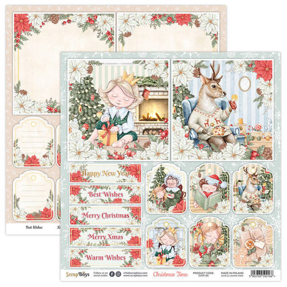 SCRAPBOYS Set 12Stk 30x30cm doppelseitig Scrapbooking Papier Christmas Time