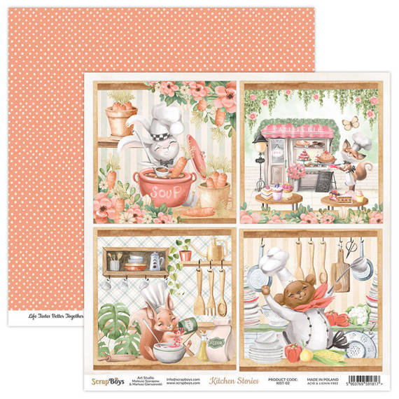 SCRAPBOYS Set 12Stk 30x30cm doppelseitig Scrapbooking Papier Kitchen Stories