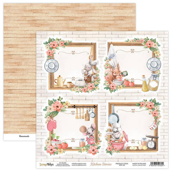 SCRAPBOYS Set 12Stk 30x30cm doppelseitig Scrapbooking Papier Kitchen Stories