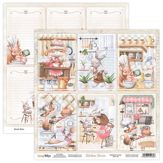 SCRAPBOYS Set 12Stk 30x30cm doppelseitig Scrapbooking Papier Kitchen Stories