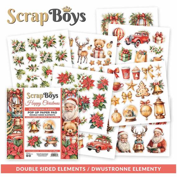 SCRAPBOYS Setz von 24Stk 15x15cm doppelseitigen Scrapbooking Papier - Happy Christmas - Pop up