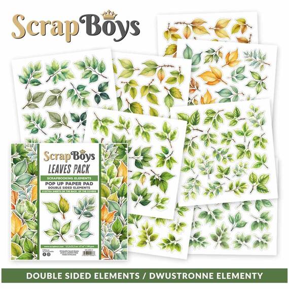 SCRAPBOYS Setz von 24Stk 15x15cm doppelseitigen Scrapbooking Papier - Leaves Pop-Up