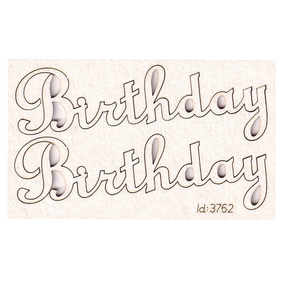 SCRAPINIEC Dekorpappe Die Cut Chipboard Dekoration, Inschrift Birthday 3762