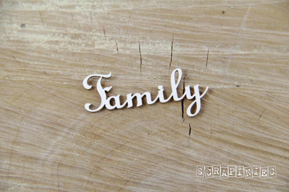 SCRAPINIEC Dekorpappe Die Cut Chipboard Dekoration, Inschrift Family 2Stk. 3757