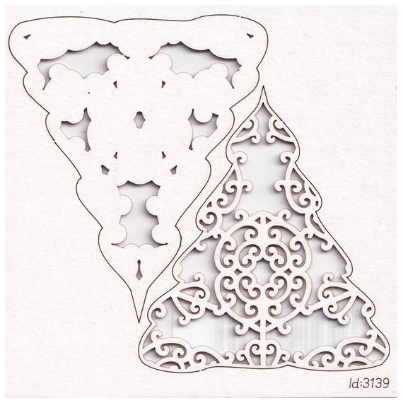 SCRAPINIEC Dekorpappe Die Cut Chipboard Dekoration Ornament 2-lagig - kleiner Weihnachtsbaum Idea d'oro 