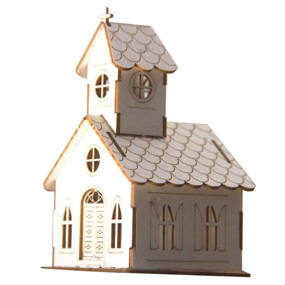 SCRAPINIEC Dekorpappe Die Cut Chipboard Dekoration Ornament, 3D Kirche Church