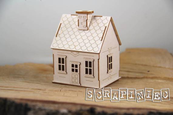 SCRAPINIEC Dekorpappe Die Cut Chipboard Dekoration Ornament 3D- Mikrohaus 03 für Explosionsbox