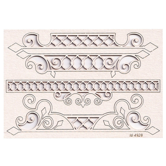 SCRAPINIEC Dekorpappe Die Cut Chipboard Dekoration Ornament, Border 01