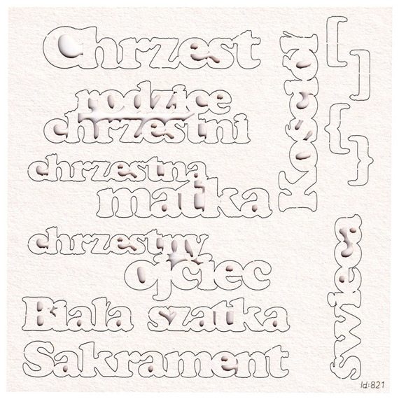 SCRAPINIEC Dekorpappe Die Cut Chipboard Dekoration Ornament, Chrzest Taufe