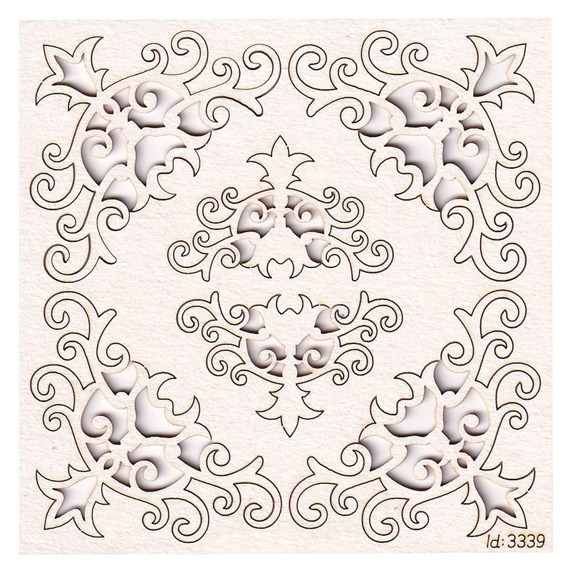 SCRAPINIEC Dekorpappe Die Cut Chipboard Dekoration Ornament, Ecken Floral 3339