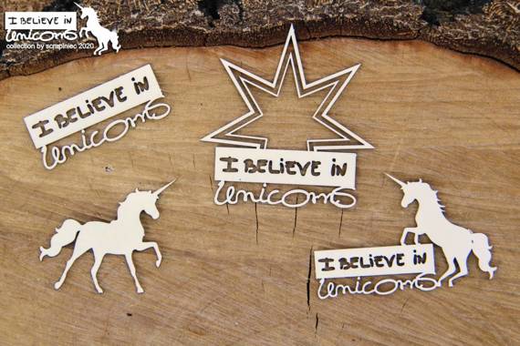 SCRAPINIEC Dekorpappe Die Cut Chipboard Dekoration Ornament, Einhorn Unicorn