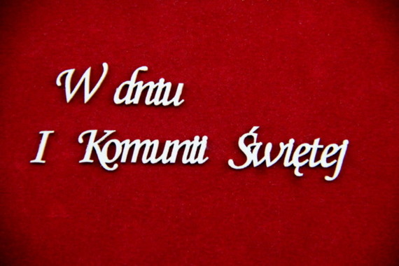 SCRAPINIEC Dekorpappe Die Cut Chipboard Dekoration Ornament, Erstkommunion Polnische Inschrift