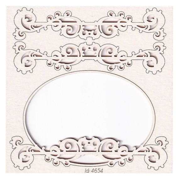 SCRAPINIEC Dekorpappe Die Cut Chipboard Dekoration Ornament, Fantasma Rahmen 4654