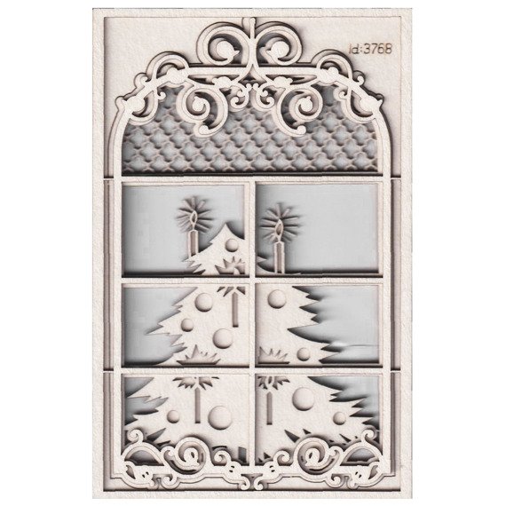 SCRAPINIEC Dekorpappe Die Cut Chipboard Dekoration Ornament, Fenster 3768