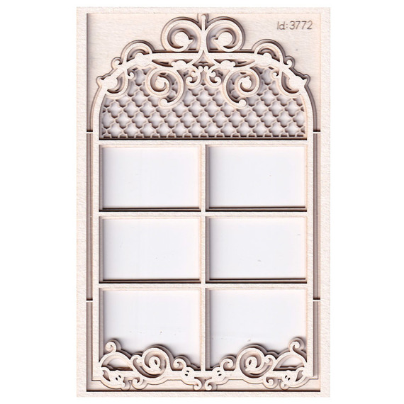 SCRAPINIEC Dekorpappe Die Cut Chipboard Dekoration Ornament, Fenster 3772