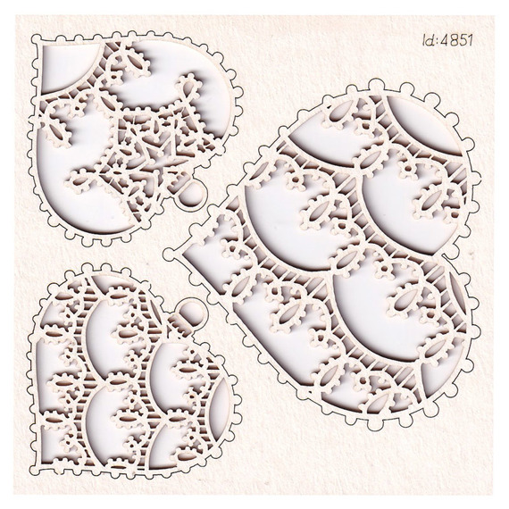 SCRAPINIEC Dekorpappe Die Cut Chipboard Dekoration Ornament, Herzen Spitze 4851