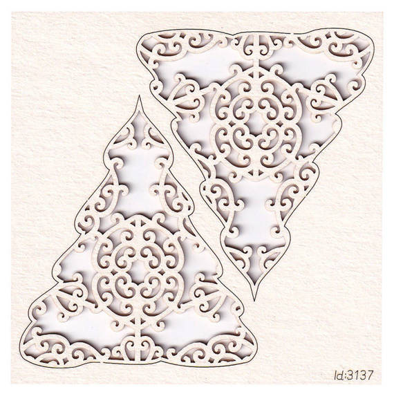 SCRAPINIEC Dekorpappe Die Cut Chipboard Dekoration Ornament, Kleine Weihnachtsbäume - Idea d'oro 