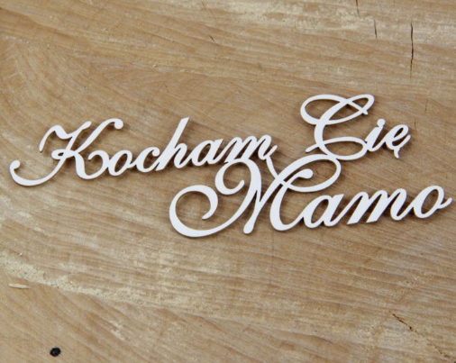 SCRAPINIEC Dekorpappe Die Cut Chipboard Dekoration Ornament, Kocham Cię Mamo