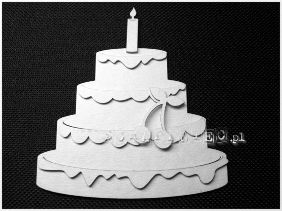 SCRAPINIEC Dekorpappe Die Cut Chipboard Dekoration Ornament, Kuchen Geburtstag