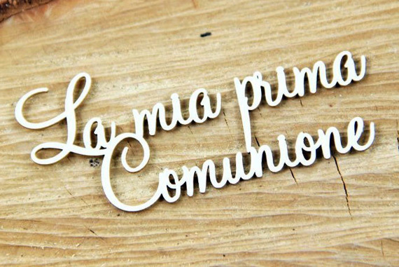 SCRAPINIEC Dekorpappe Die Cut Chipboard Dekoration Ornament La mia prima Comunione