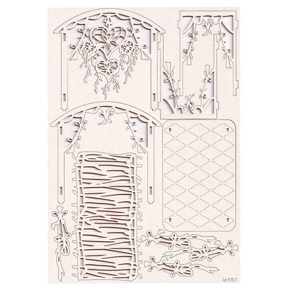 SCRAPINIEC Dekorpappe Die Cut Chipboard Dekoration Ornament, Laube Boho 5157