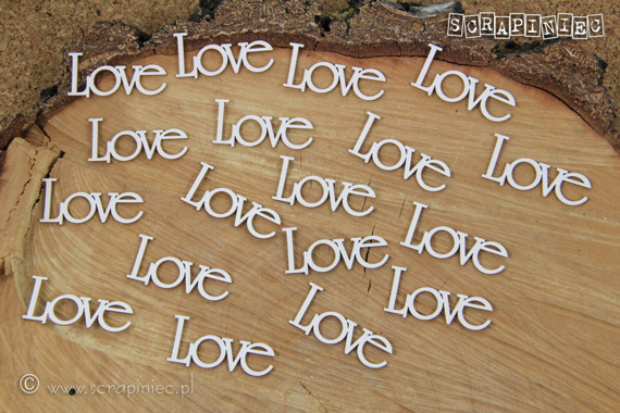 SCRAPINIEC Dekorpappe Die Cut Chipboard Dekoration Ornament, Love 4892