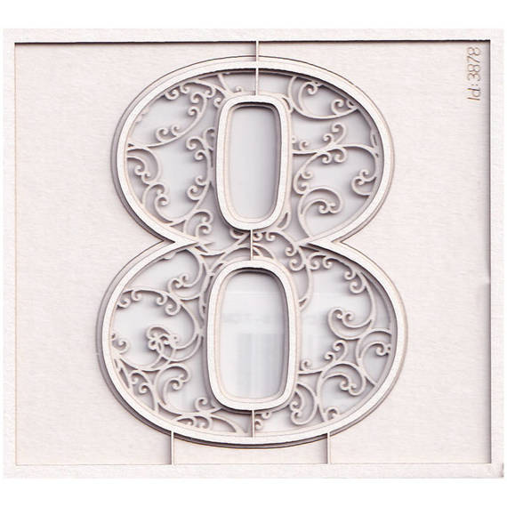 SCRAPINIEC Dekorpappe Die Cut Chipboard Dekoration Ornament, Monogramm 8 - Monograce - 7cm