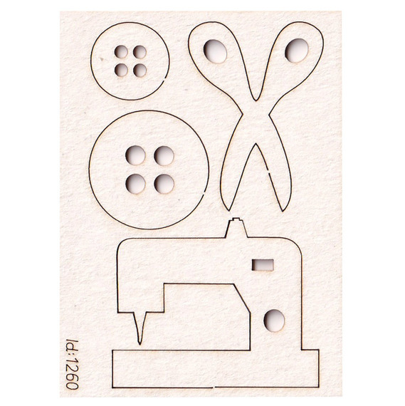 SCRAPINIEC Dekorpappe Die Cut Chipboard Dekoration Ornament, Nähmaschine 1260