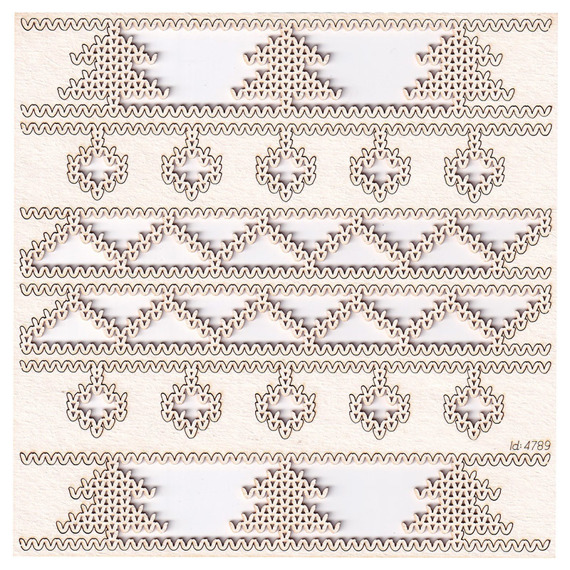 SCRAPINIEC Dekorpappe Die Cut Chipboard Dekoration Ornament, Nordic Border 4789