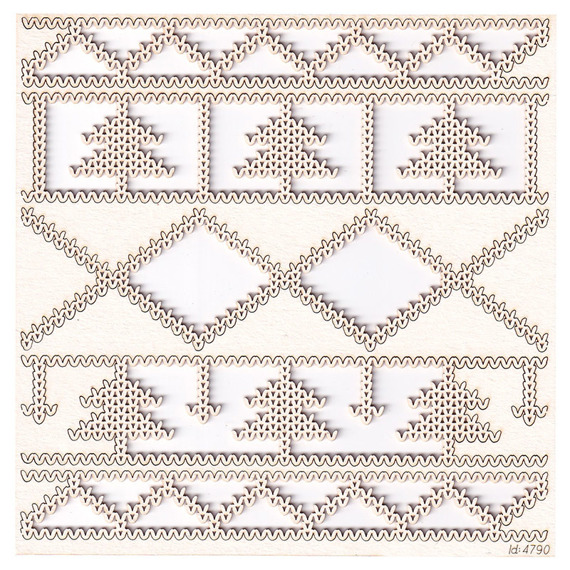 SCRAPINIEC Dekorpappe Die Cut Chipboard Dekoration Ornament, Nordic Border 4789