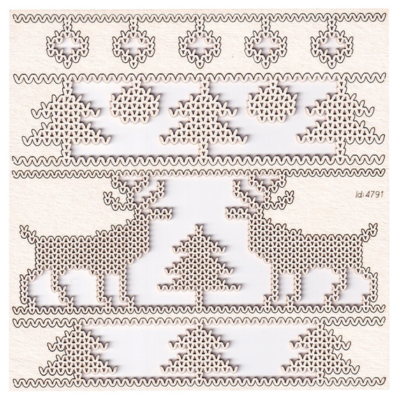 SCRAPINIEC Dekorpappe Die Cut Chipboard Dekoration Ornament, Nordic Border 4791