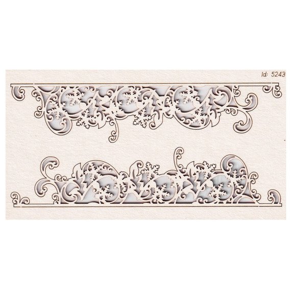 SCRAPINIEC Dekorpappe Die Cut Chipboard Dekoration Ornament, Reisig Border 5243