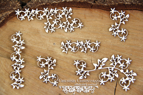 SCRAPINIEC Dekorpappe Die Cut Chipboard Dekoration Ornament, Reisig Border Ecke