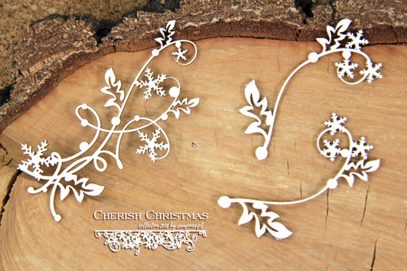 SCRAPINIEC Dekorpappe Die Cut Chipboard Dekoration Ornament, Schneeflocken Blätter