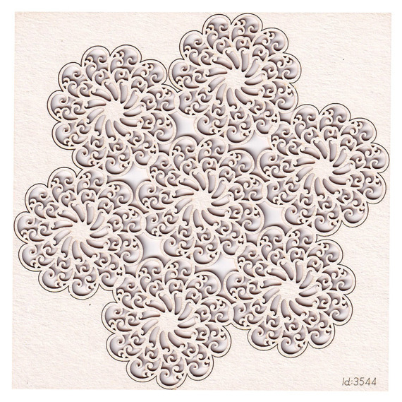 SCRAPINIEC Dekorpappe Die Cut Chipboard Dekoration Ornament, Spitze Rosette 3544