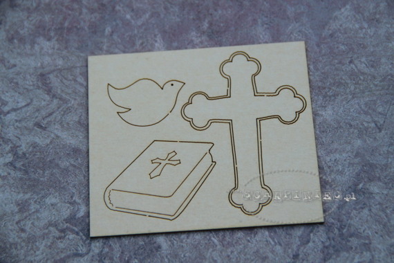 SCRAPINIEC Dekorpappe Die Cut Chipboard Dekoration Ornament, Taufe Kreuz