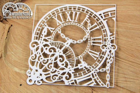 SCRAPINIEC Dekorpappe Die Cut Chipboard Dekoration Ornament, Uhr Rahmen 02