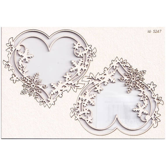 SCRAPINIEC Dekorpappe Die Cut Chipboard Dekoration Ornament, Winter Herz