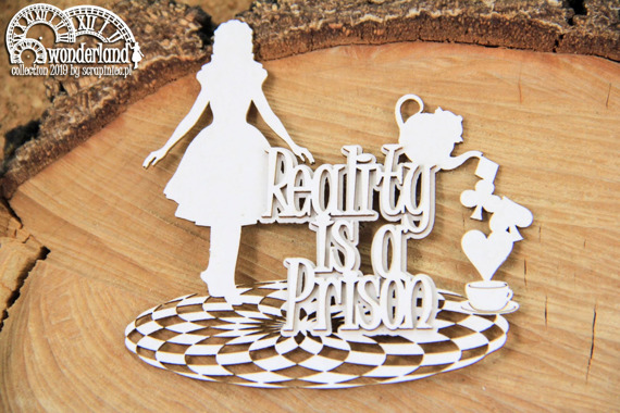 SCRAPINIEC Dekorpappe Die Cut Chipboard Dekoration Ornament, Wonderland 5386