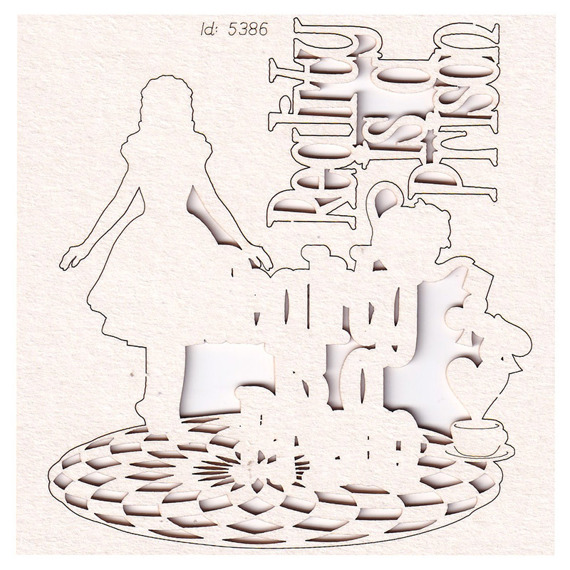 SCRAPINIEC Dekorpappe Die Cut Chipboard Dekoration Ornament, Wonderland 5386