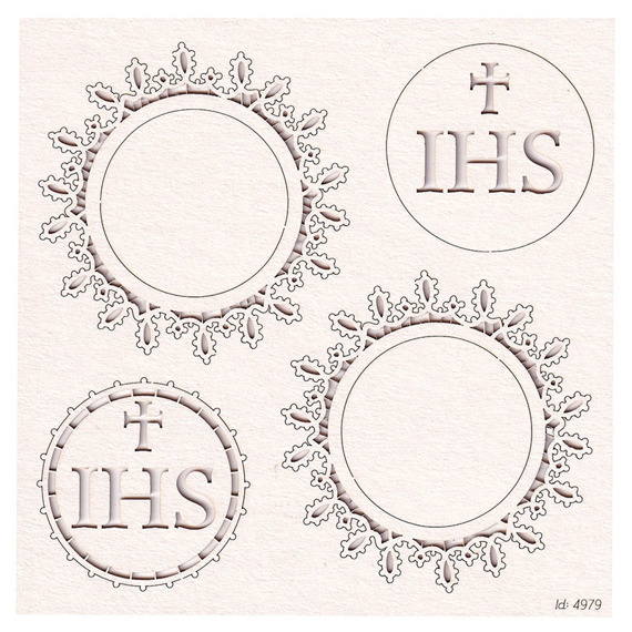 SCRAPINIEC Dekorpappe Die Cut Chipboard Dekoration Tatting Communion - doppellagig Host groß 01 